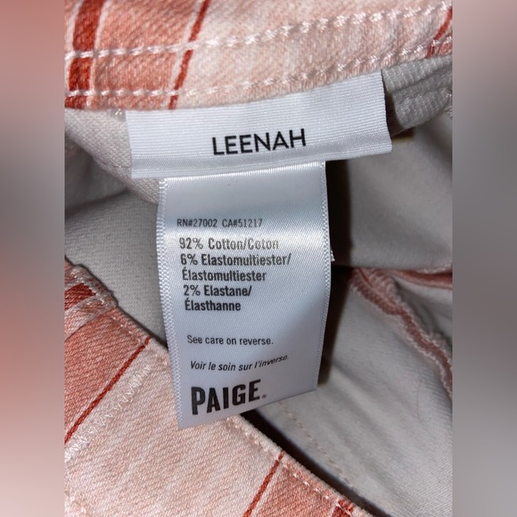 PAIGE Orange and Cream Striped Flare Jeans - Picture 10 of 11